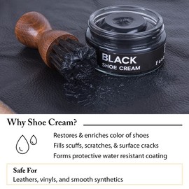 FootFitter 1.5oz Premium Professional Shoe Cream Polish for Leather Boots/Shoes, Made in USA, Multiple Colors Available - Black