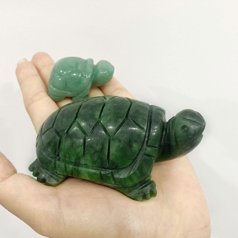 Jade Turtle Statue Natural Jade Gemstone Cute Animal Sculpture for