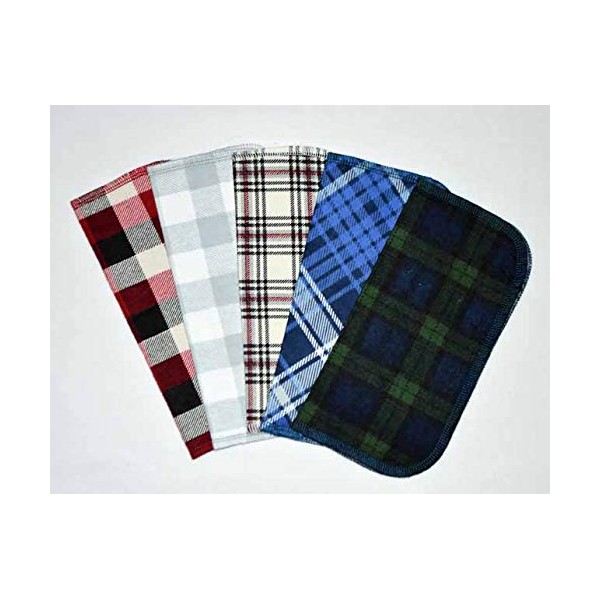2 Ply Printed Plaid Flannel 8x8 Inches Set of 5 Little Wipes