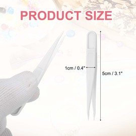 sourcing map 30 Pack Plastic Tweezers for Crafts, 3.1" Long Bent Disposable Stickers Tweezers Bulk for Picking DIY Bead, Jewelry Making, Baking Decoration, Animal Feeding(White)