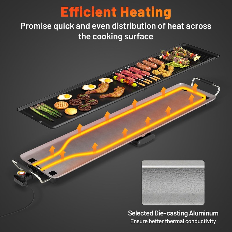 ARLIME 39.5" Extra Large Electric Griddle, Nonstick Countertop BBQ Grill