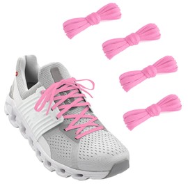 NDTEZUGT 2 Pairs 1/4"(6mm) Flat Thin Shoe Laces, Original Athletic Shoelaces Shoe Strings Replacement Laces for On Cloud Sneakers (Pink, 54''/140cm)