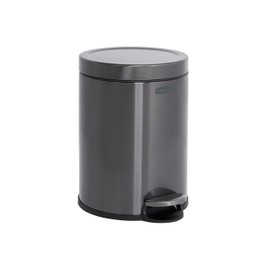 Rubbermaid Stainless Steel Round Step-On Trash Can, 1.6-Gallon, Charcoal, Wastebasket with Lid for Home/Bathroom/Kitchen/Office