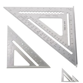 RYEWGRV Escuadra Carpintería Profesional, Juego 2 Piezas Regla Cuadrada Aleación Aluminio, Regla Triangular Medición Ángulo Recto Precisión, Transportador Multifuncional, 7 Pulgadas y 12 Pulgadas