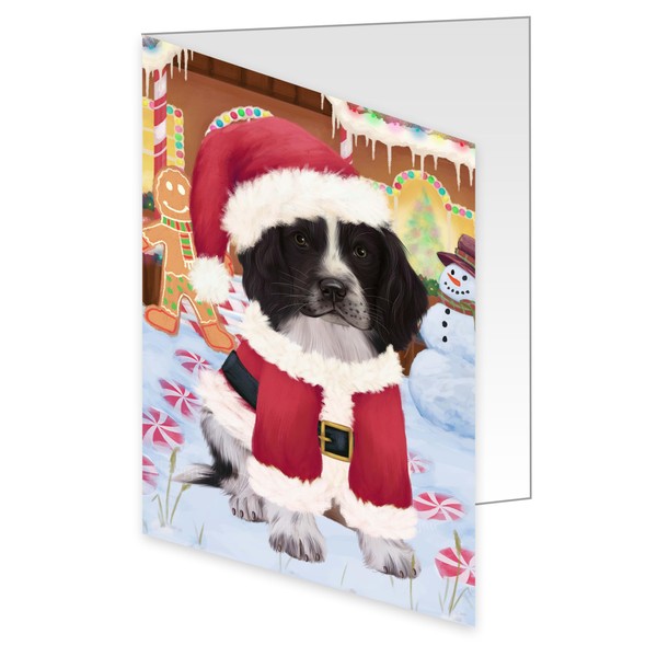 Christmas Gingerbread House Candyfest Springer Spaniel Dog Greeting Cards - Adorable Pets Invitation Cards with Envelopes - Pet Artwork Christmas Greeting Cards GCD77388 (10 Greeting Cards)