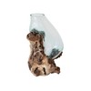 Creative Co-Op Reclaimed Glass Terrarium Vase on Wood Base, Clear