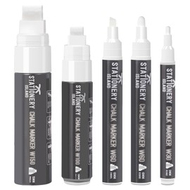 STATIONERY ISLAND White Chalk Pens for Blackboard, Liquid Chalk Markers for Chalkboard and Glass, Wipeable Marker Pens for Window Drawing