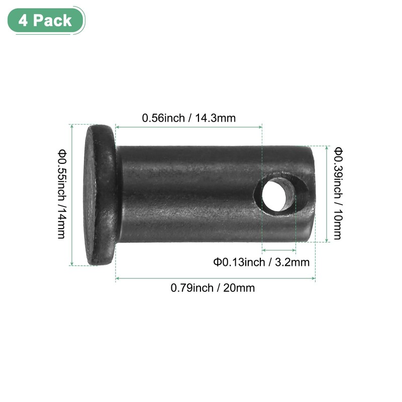 M METERXITY 4-Pack Single Hole Clevis Pins, M10x20mm Carbon Steel
