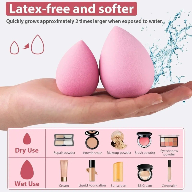 42 Pcs Brochas Maquillaje Profesional Esponjas Neceseres