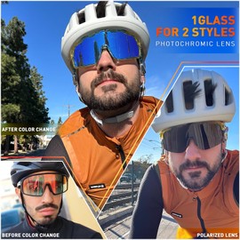 SCVCN Photochromatic Photochromic Cycling Glasses Polarised Men Women Sports Sunglasses Clear Cycling MTB Cycling Glasses Running Fishing Volleyball Tennis Mountaineering Hiking Blue