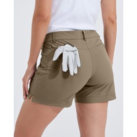 Willit Women's 4.5" Golf Shorts Hiking Athletic Shorts with Pockets Quick Dry Water Resistant Deep Khaki Size 4