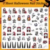 Mtruil 3 Sheet Halloween Nail Stickers Skeleton Spider Web Nails
