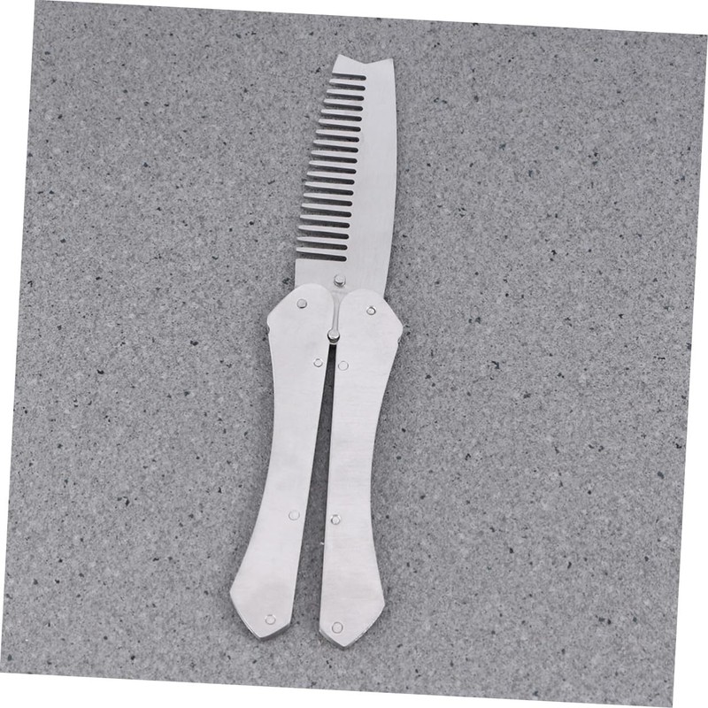 WOONEKY Stainless Steel Beard Comb Mustache Brush Men's Styling Tool