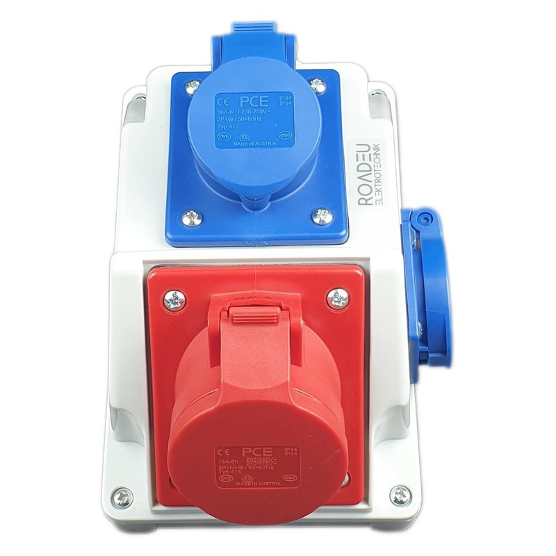 RoadEu Combination Wall Socket, 16 A CEE Socket 5P with