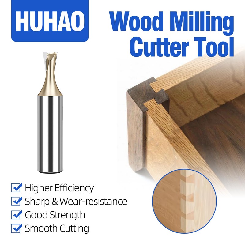 HUHAO Dovetail Router Bit 5/16-Inch 9 Degree, with 1/2-Inch Heavy-Duty