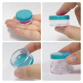 Beauticom (Quantity: 25 Pieces) 5G/5ML Round Clear Jars with Teal Sky Blue Lids for Lotion, Creams, Toners, Lip Balms, Makeup Samples