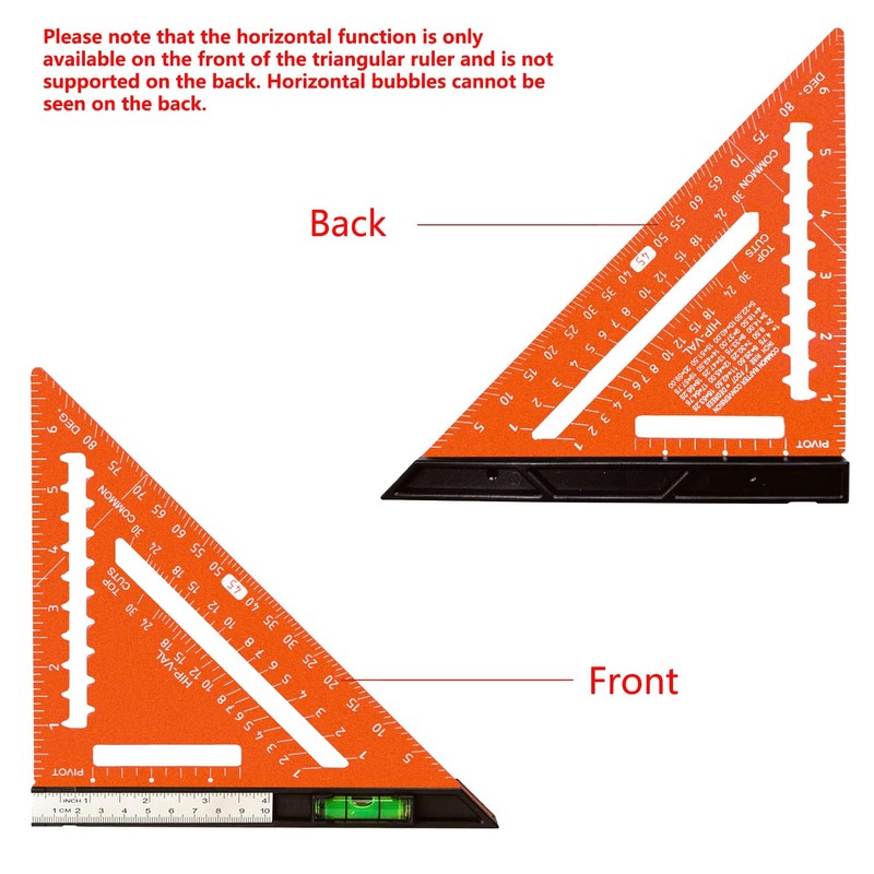 Beslands 7 inch Rafter Square with Level, Aluminum Metal Triangle
