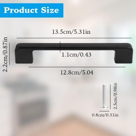 Pack of 12 Furniture Handles Black with Hole Spacing 128 mm, Cabinet Handles, with 30 Screws and 1 Screwdriver, Durability, Aluminium Alloy - Drawer Handles, for Drawer, Cabinet, Furniture, Kitchen