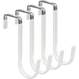 FYY Over The Door Hooks, 4 Pack Hangers Hooks with Rubber Prevent Scratches Heav