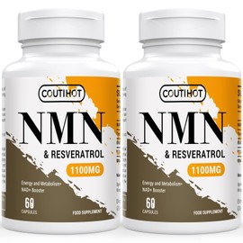 1100mg NAD and Trans-Resveratrol Capsules with 50mg Black Pepper Extract - Premium Antioxidant Support for Cellular Health & Longevity - Gluten-Free, Non-GMO - 60 Capsules (Pack of 2)