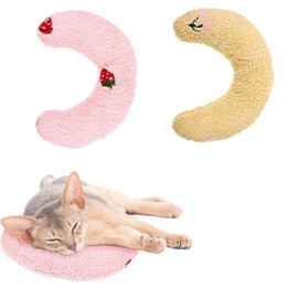 Weenwill Katzenminze Kissen,2 Stück Katzenminze Spielzeug,Katzenminze Plüschtier Beruhigungskissen Weiches Flauschiges U förmiges Katzen Kissen Zum Schlafen Katzenminze Plüschtier Für Katzen Hunde