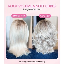 Farery Mini Thermal Brush 3 Temperature Adjustable, 3/4 Inch Travel Curling Iron for Short Hair, Heated Round Brush for Touch ups and Small Curls, Travel Size Curling Wand, Dual Voltage, Pink