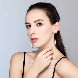 MetJakt Women's Earrings 925 Sterling Silver Fashion Dangle Drop Jewelry Trendy Simple Options in Silver Gold Rose Gold for ladies (Sterling Silver)