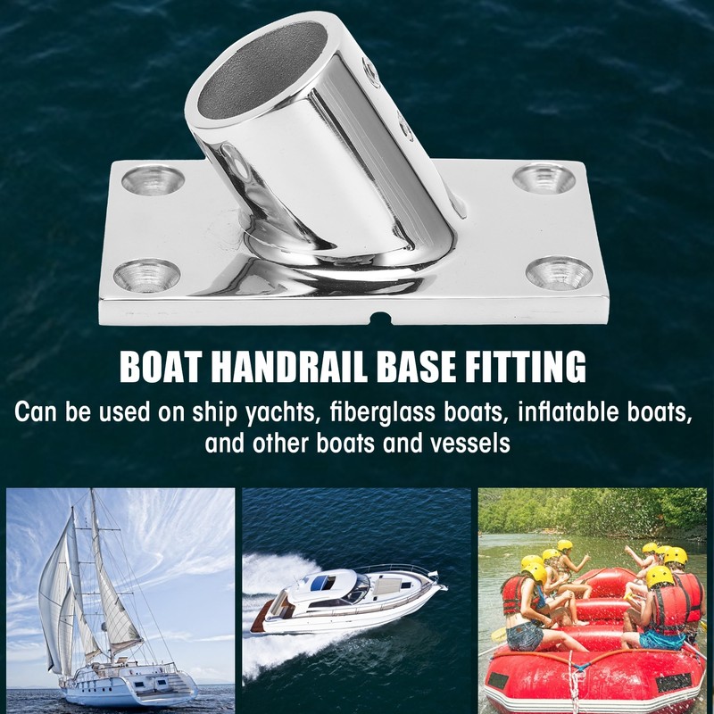Boat Handrail Base Fitting Stainless Steel 60 Degree Rectangular Boat