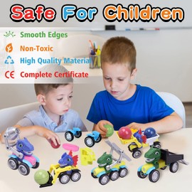 ALLROAD Dinosaur Magnetic Toy Cars Set Magnetic Building Dino Cars Magnetic Toy Vehicles Cars, Colorful Dinosaur Trucks Montessori STEM Toy for Developing Skills, Dinosaur Games Gift for Boys Girls