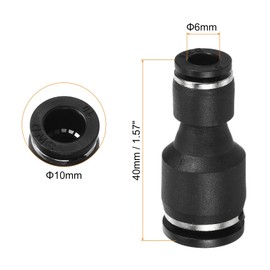 TA-VIGOR 10mm Tube OD x 6mm Reducing Push to Connect Tube Fittings, Quick Release Push Fit Air Line Connectors, Stem Reducer Air Fittings PG10-6 (Pack of 2)