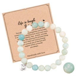 XOEMEL Natural Crystal Bracelet Gemstone Chakra Bracelets for Women Adjustable Beaded Crystal Bracelets Stretch Anxiety Bracelet Mother's Day Gifts