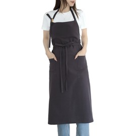 KYOWARABE Apron, Fashionable, Cafe Apron, Women's, Cute, 9 Colors x Soft Cotton Material, Adjustable Shoulder Straps, charcoal
