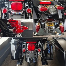 FATECIM Luz De Giro Supersonic De 2" con Tapas Rojas De Repuesto para Softail Street Road Glide Fat Boy Sportster Dyna Deluxe. Repuesto A Presión. OEM