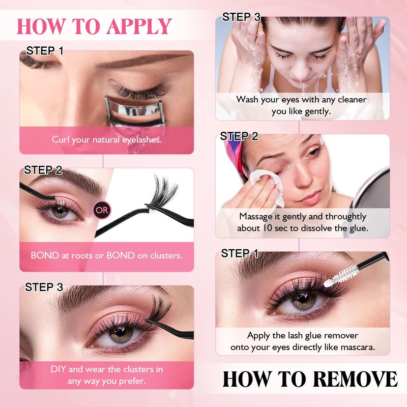Sixstarhair Individual Eyelashes 80D+100D Thick Cluster Lashes with Bond and