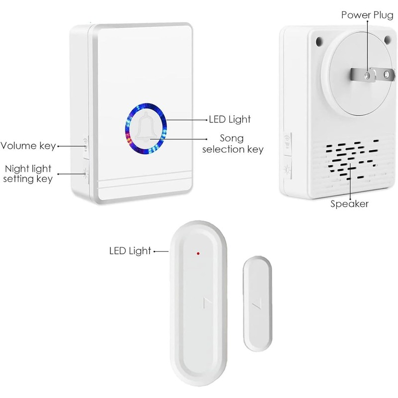 GREENCYCLE Wireless Door Sensor Chime,Door Chime for Business When Entering,Shop