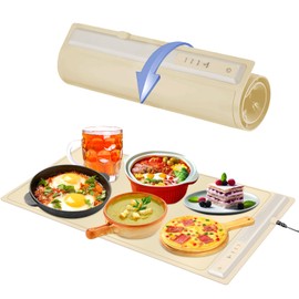 Warming Mat for Food，Foldable Food Warmer for Parties Features 3 Modes and Fast Heating,Silicone Food Warmer,Electric Warming Tray for Buffets Party and Home Daily Use (Beige)