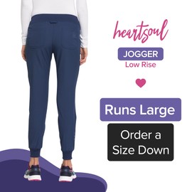 HeartSoul Women's Medical Scrub Jogger Pants Contemporary fit Drawstring Waistband Jogger with 5 Pockets - HS030P, M Petite, Navy - Medium Petite,Navy