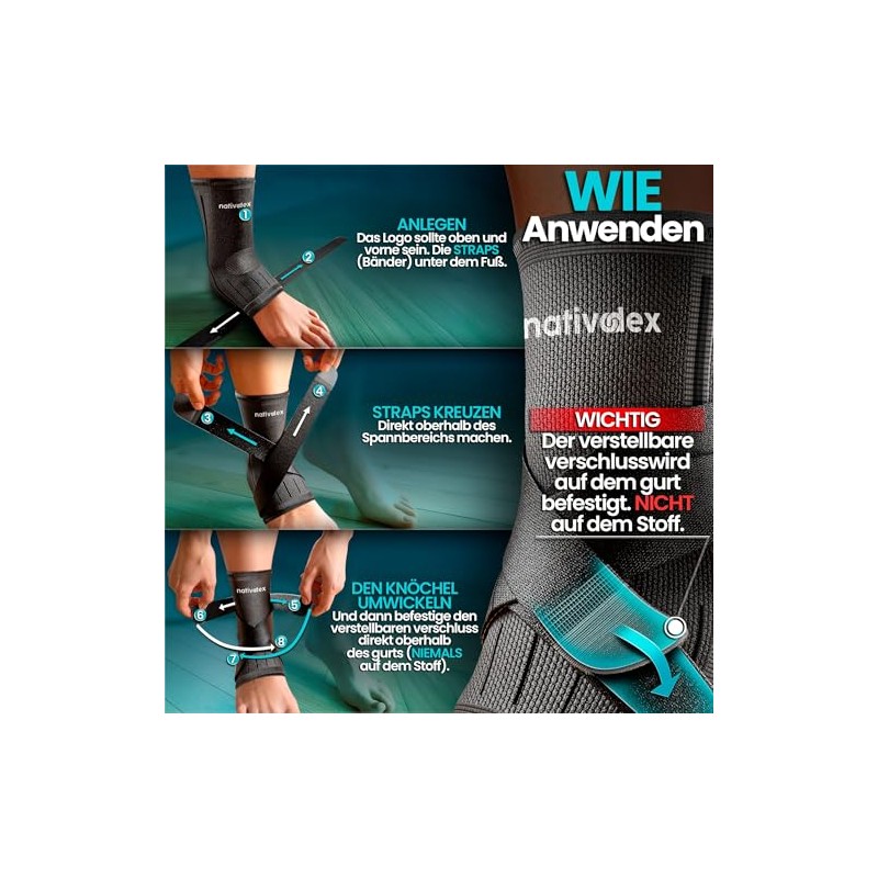 NativoDex Ankle Brace - Adjustable Ankle Support for Plantar Fasciitis