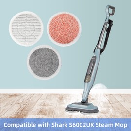Replacement Steam Mop Pads for Shark S6002UK Steam Mop, Reusable Steam & Scrub All-in-One Cleaning Pads, Scrubbing and Sanitizing Rotating Power Pads (2 Twist Pads+2 Scrubby Pads+2 Heavy Scrub Pads)