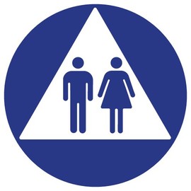 STOPSignsAndMore - ADA Compliant - Title 24 Compliant Unisex Restroom Door Sign with Male and Female Pictograms - 12x12-1/4" Acrylic Triangle & Circle | 1/32" Raised Tactile Symbols