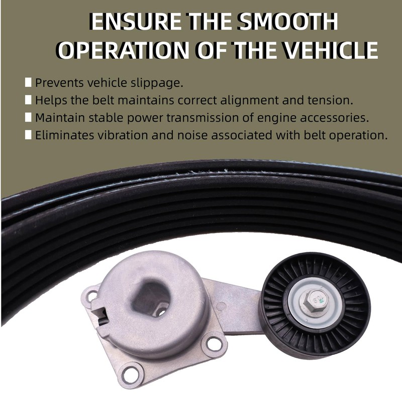 5-Pc Serpentine Belt Kit for Ford 4.6L 5.4L, Replaces 90K-38274A