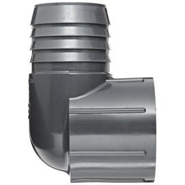 Spears 1407 Series PVC Tube Fitting, 90 Degree Elbow, Schedule 40, Gray, 3/4" Barbed x NPT Female