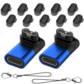 Seltureone (2+10 Sets) Garmin Conversion Adapter (2 Pieces), L-Shaped Type-C Compatible + Dustproof Plug for Charging Port (10 Pieces), TPU Material, Garmin Convert Micro Venu 3 / Approach S70 /