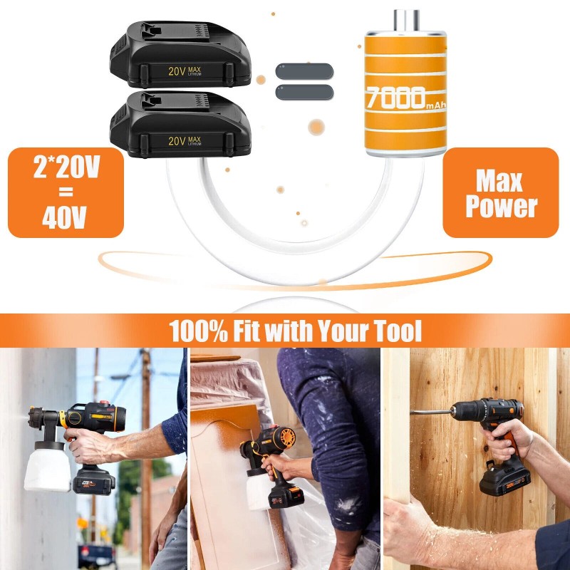 For WORX 2pack For WORX 20V MAX Extend Lithium Battery