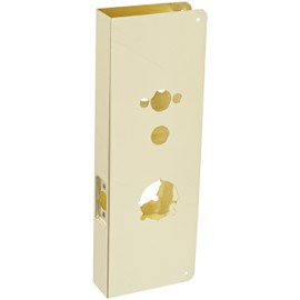 Don-Jo 5000-CW 22 Gauge Stainless Steel Wrap-Around Plate, Polished Brass Finish, 5" Width x 15" Height, 2-3/4" Backset, 1-3/4" Door Size, for Kaba and Simplex 5000 Series