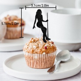 Black Glitter Silhouette Billiards Girls Dessert Cupcake Cheer to Sport Theme Decor Supplies Women Lady Happy Birthday Party Decorations set 18pcs