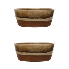 Bloomingville Stoneware, Reactive Glaze, Set of 2 Bowl Set, 6" L x 6" W x 2" H, Multicolor