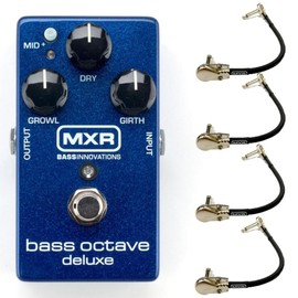 MXR M288 Bass Octave Deluxe Effects Pedal Bundle with 4 MXR Right Angle Patch Cables