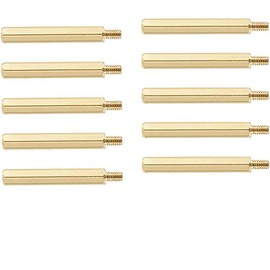 Male to Female Thread Spacer Screws Brass Hex Standoff M3 x 60mm + 6mm PCB Pillar for Drone Quadcopter, Computer and Circuit Board, Pack of 10, Gold