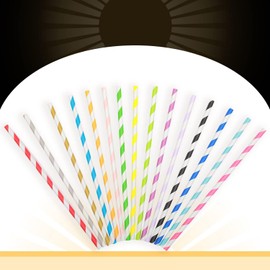 Gcardist Stripe Paper Straws for Drinking Disposable Straws 100pcs Disposable Straws Bulk（15 Pattern）